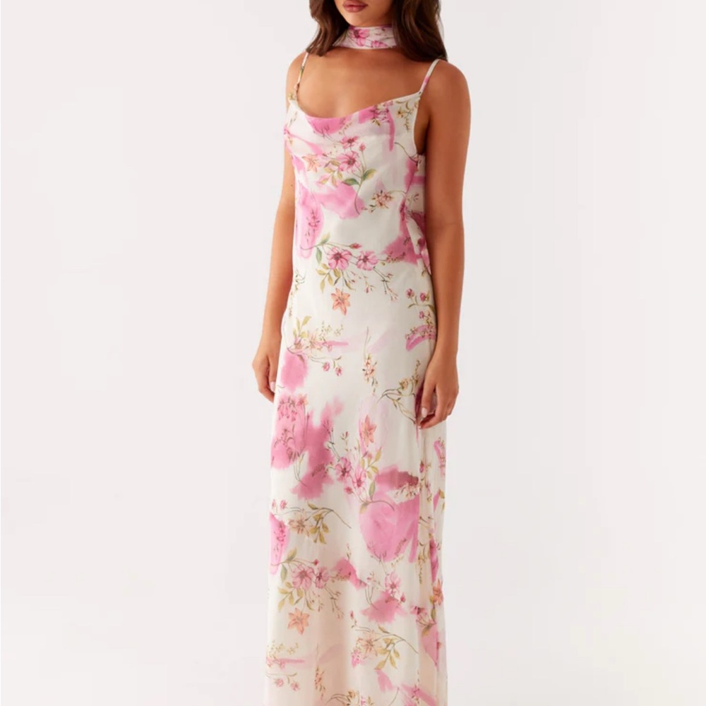 Spencer Maxi Floral Dress with Neck Scarf